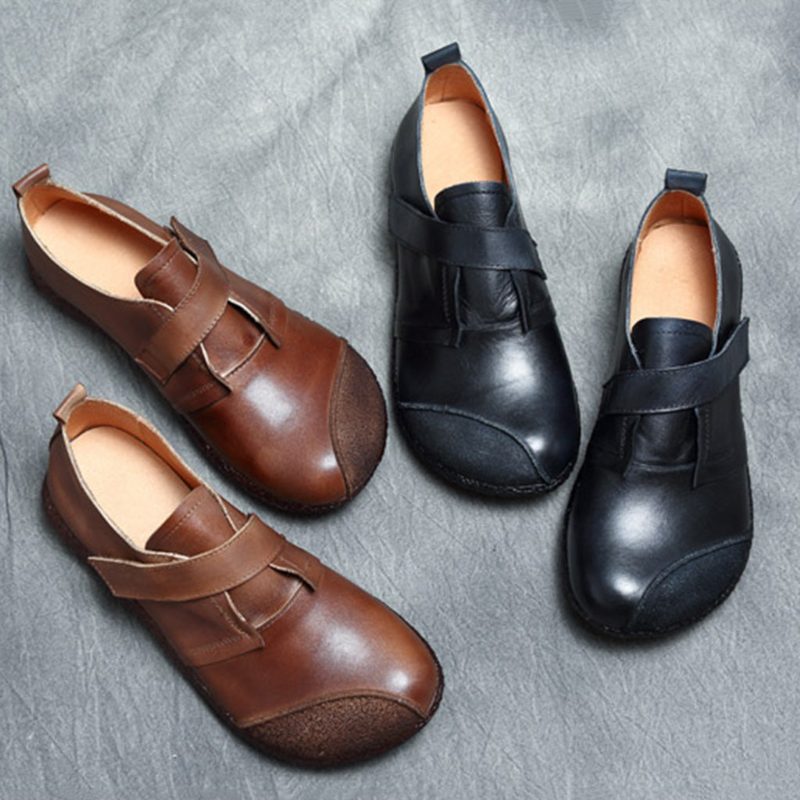 Høst Retro Leather Casual Flat Damesko | Gave Sko