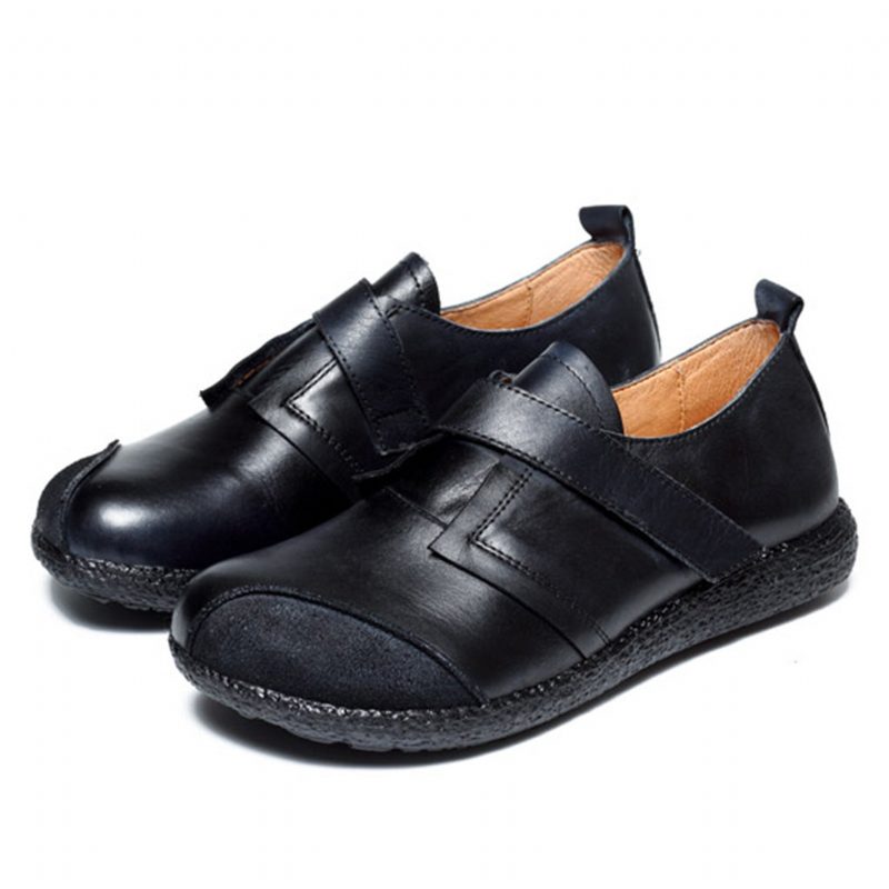 Høst Retro Leather Casual Flat Damesko | Gave Sko