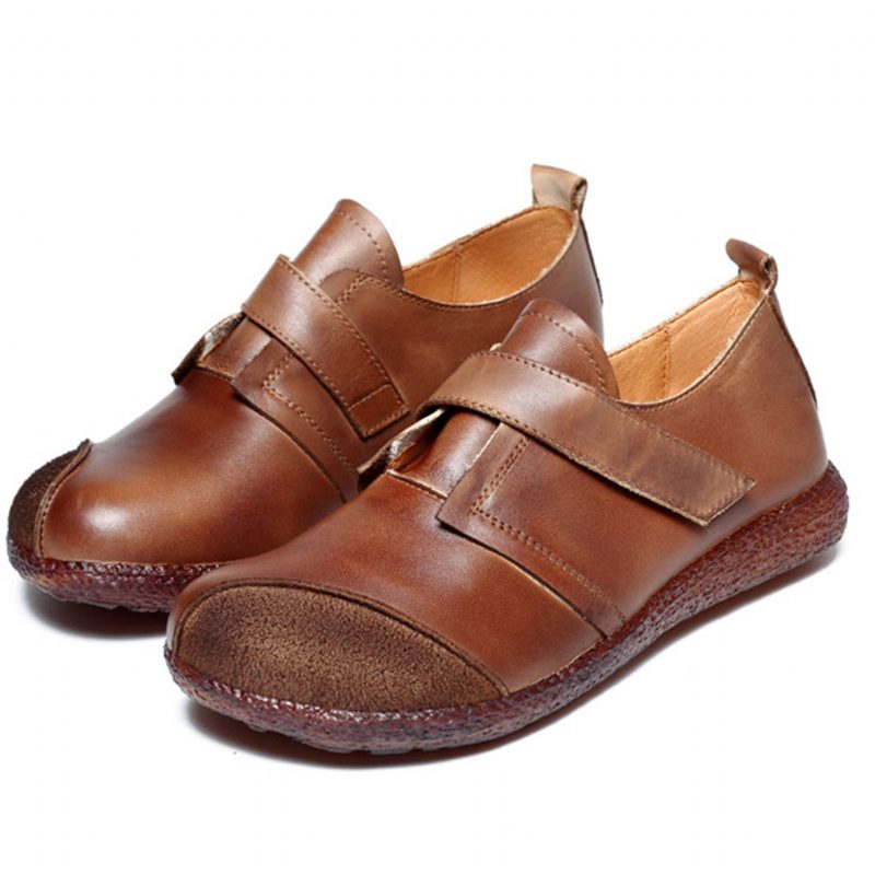 Høst Retro Leather Casual Flat Damesko | Gave Sko