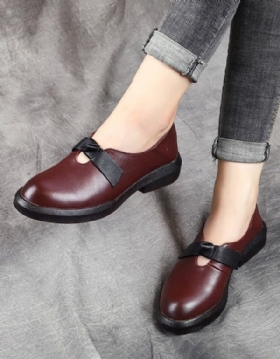 Høst Soft Leather Bowknot Retro Flat Sko