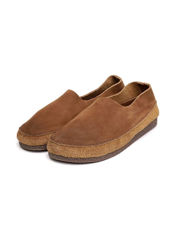 Komfortabelt Skinn Retro Slip-on Flate Sko For Kvinner