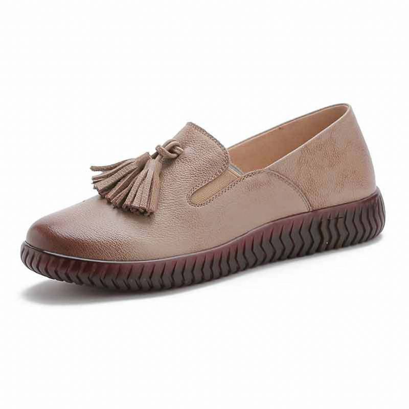 Leather Flat Casual Retro Damesko | Gave Sko