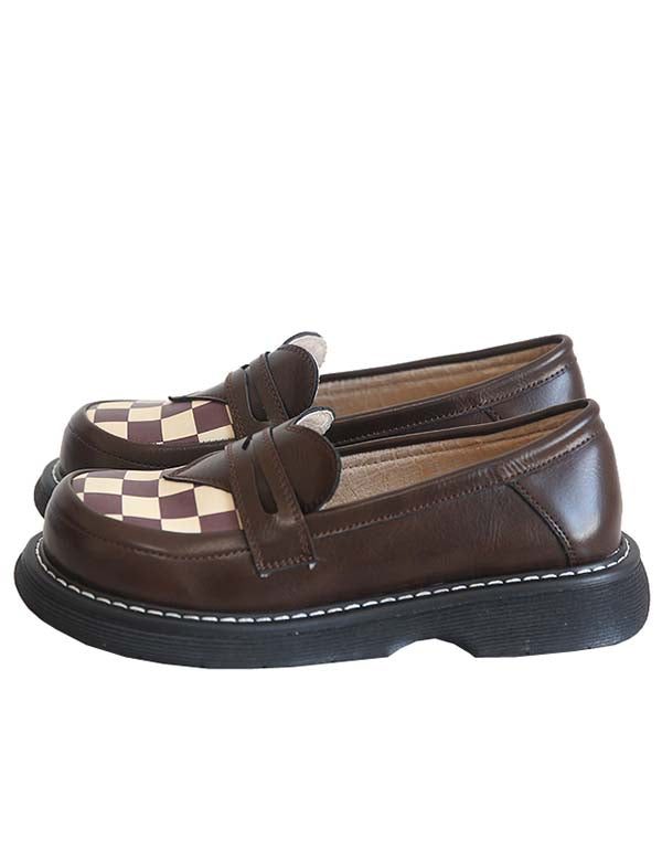 Plaid Med Bred Hode Foran Komfortable Loafers