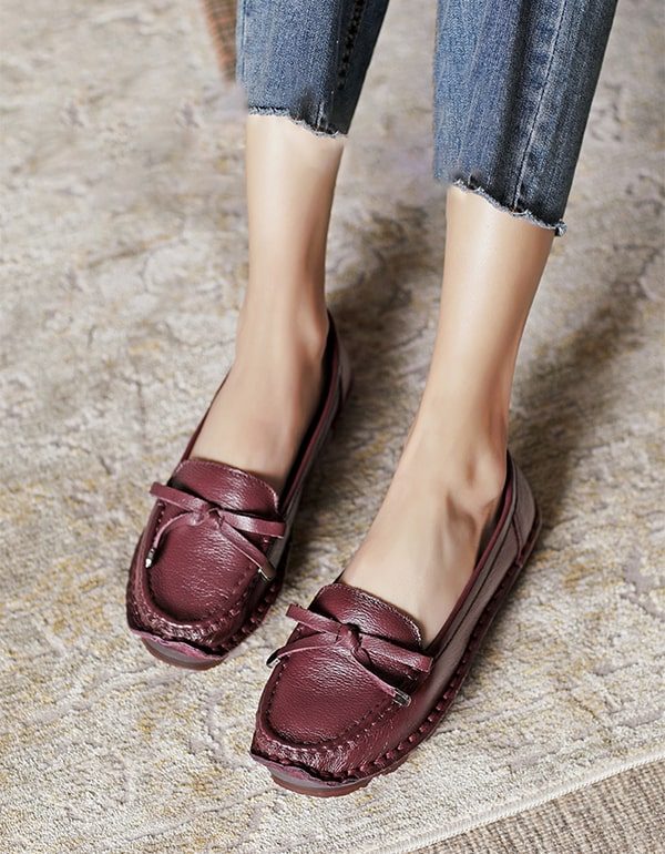 Retro Flat Myk Leather Komfortable Loafers