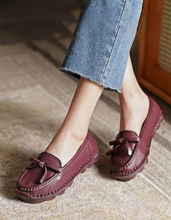 Retro Flat Myk Leather Komfortable Loafers