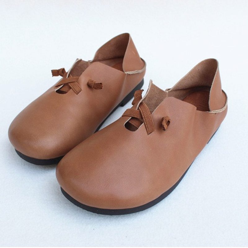 Retro Leather Elastic Soft Flate Sko 35-41