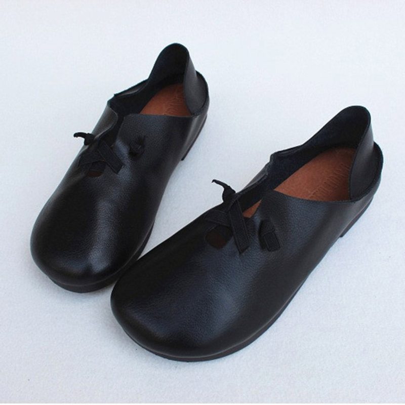 Retro Leather Elastic Soft Flate Sko 35-41