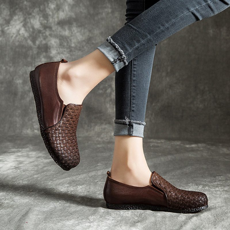 Retro Leather Komfortable Flat Sko | Gave Sko