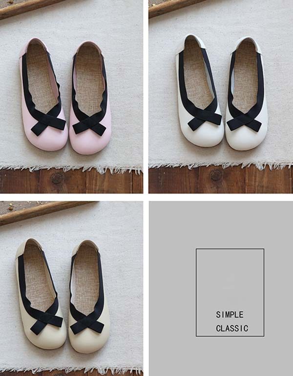 Round Head Simple Retro Flat Sko