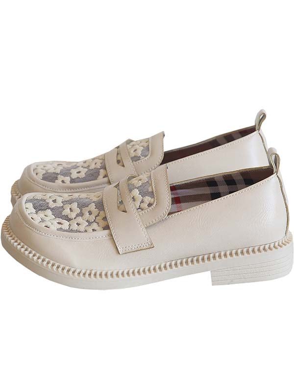 Rundt Hode Myk Bunn Blonde Flate Loafers