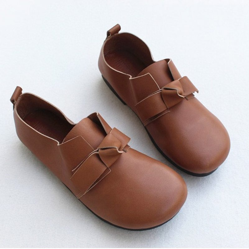 Spring Leather Bowknot Cute Flate Sko 35-41