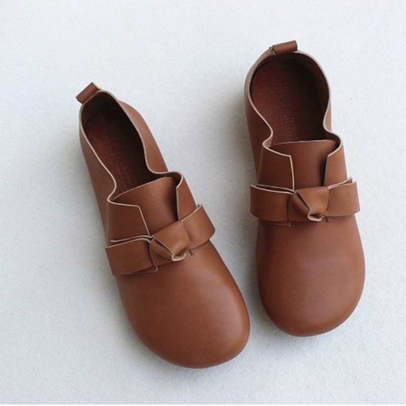 Spring Leather Bowknot Cute Flate Sko 35-41