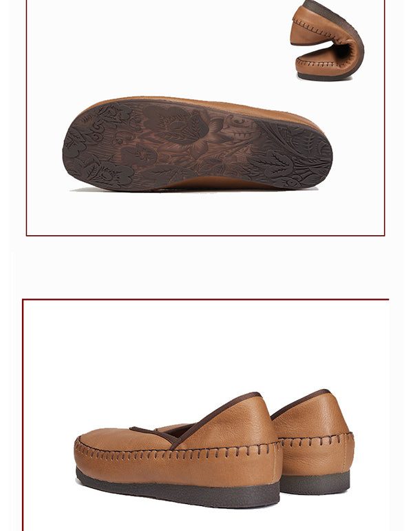 Vår Sommer Retro Leather Flate Sko Loafers