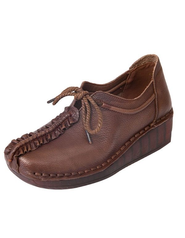 Våren Håndlagde Retro Leather Flat Sko