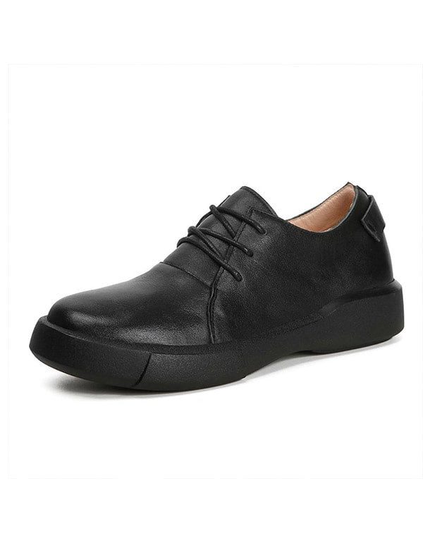 Fjærsnøre Retro Leather Flat Sko