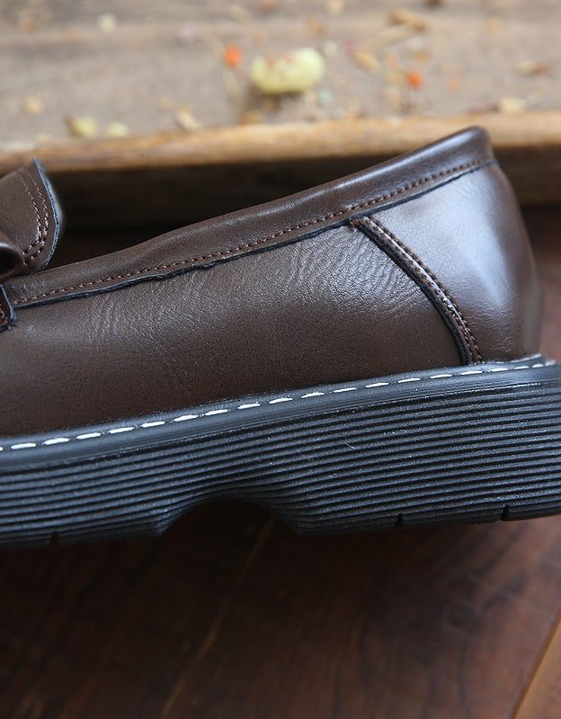 Front Metal Pin Round Head Comfortable Loafers