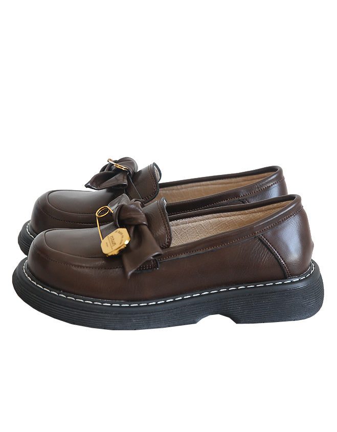 Front Metal Pin Round Head Comfortable Loafers