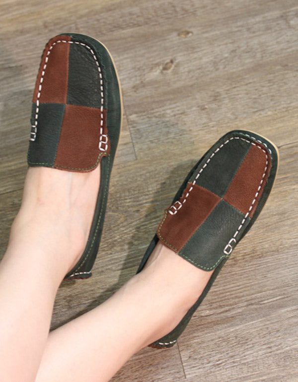 Spring Flat Håndlagde Leather Loafers