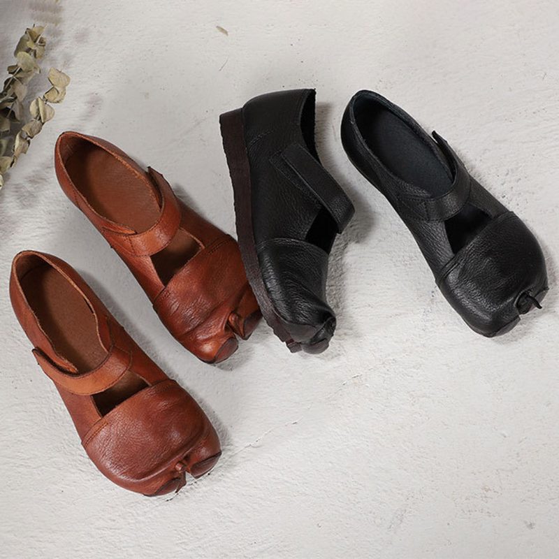 Spring Retro Leather Split Toe Komfortable Sko