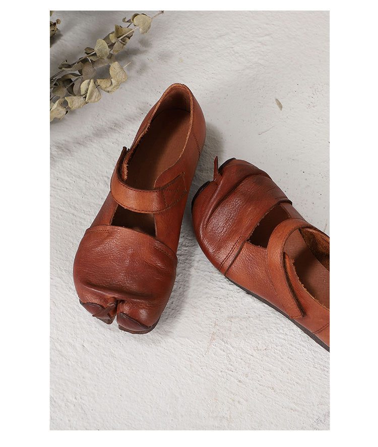 Spring Retro Leather Split Toe Komfortable Sko