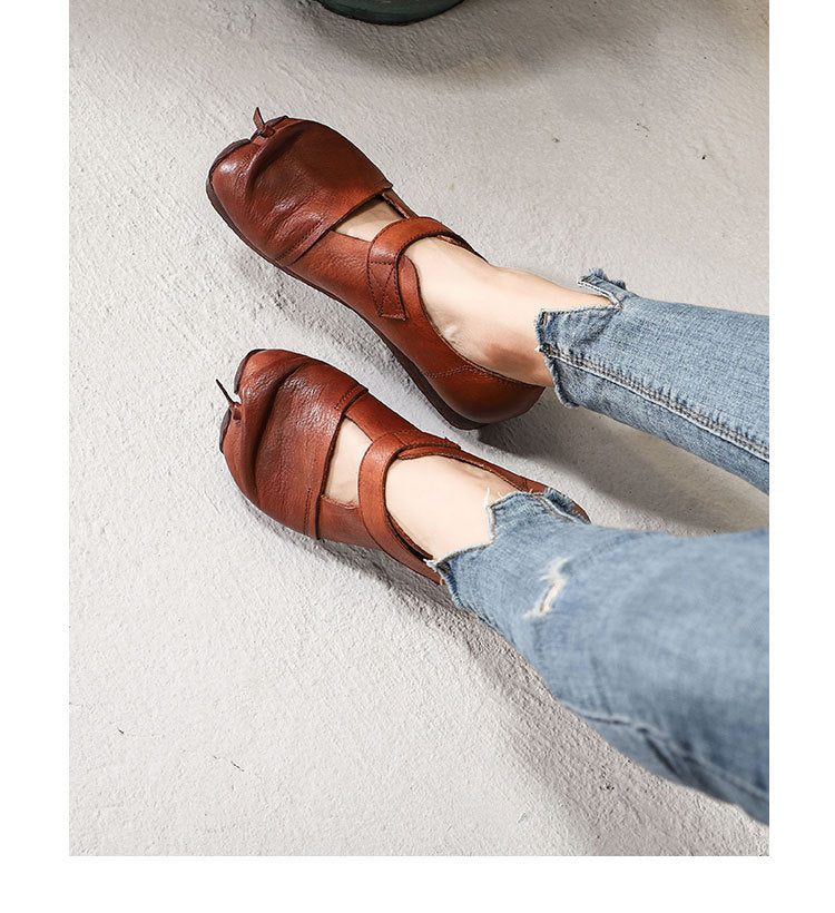 Spring Retro Leather Split Toe Komfortable Sko