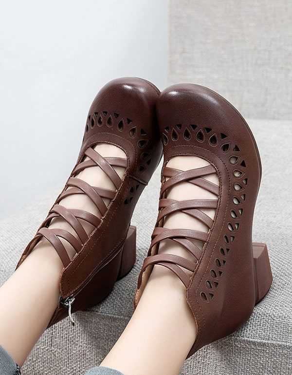 Summer Spring Cross Strap Vintage Chunky Shoes