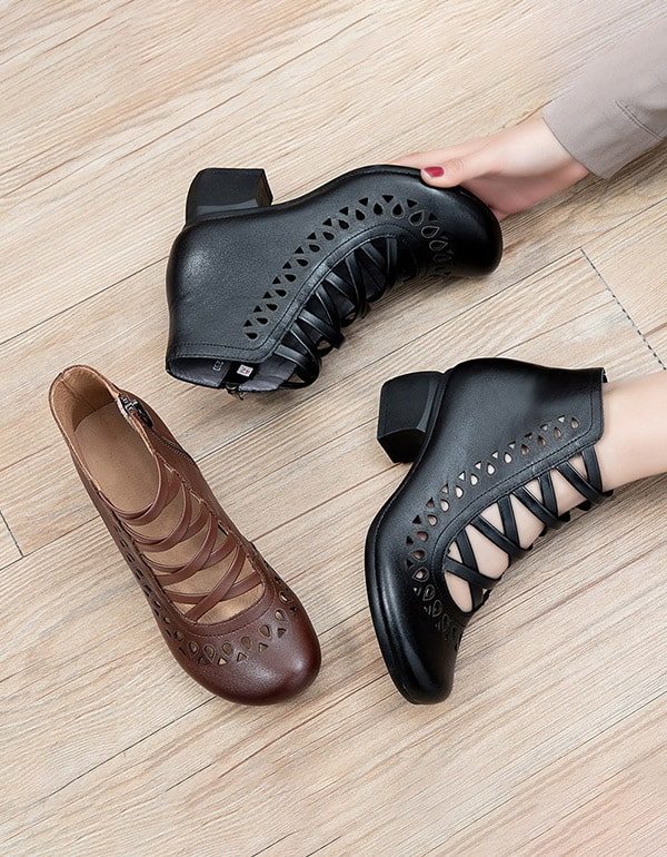 Summer Spring Cross Strap Vintage Chunky Shoes