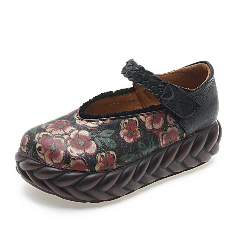 Vintage Autumn Leather Platform Komfortabel Etnisk Sandlas