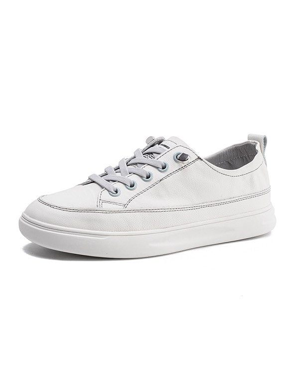 Casual Leather Sneakers For Dame Hvit