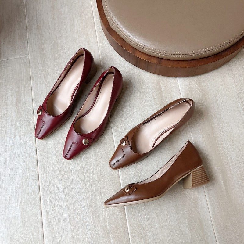 Chunky Heel Square Head Pumps | Gave Sko