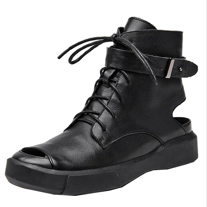 Håndlagde Retro Hollow Sandals Boots Med Åpen Tå