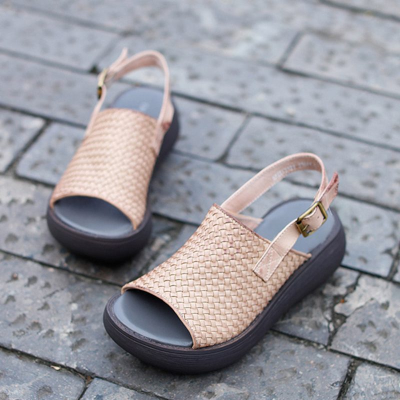 Håndlagde Vevde Slingback-sandaler For Kvinner