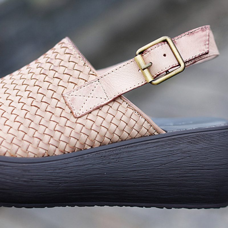 Håndlagde Vevde Slingback-sandaler For Kvinner