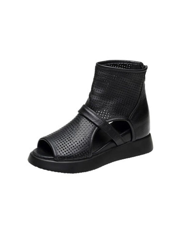 Håndlaget Skinn Fish Toe Roman Boots Sandaler