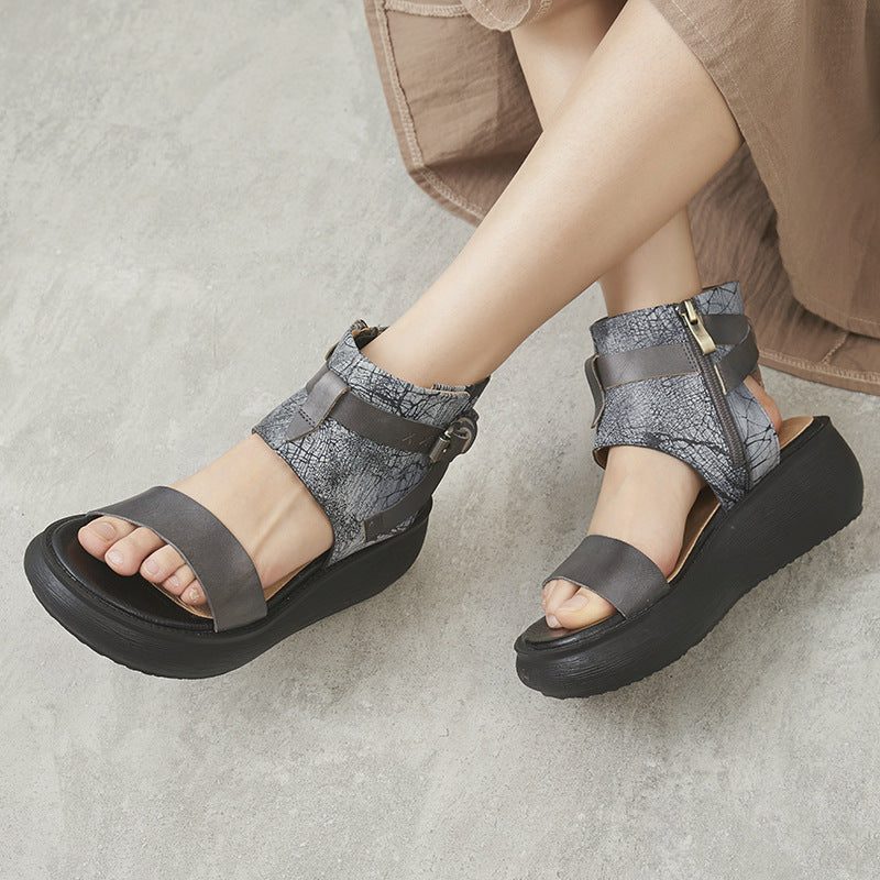 Sommer Dame Leather Platform Sandaler