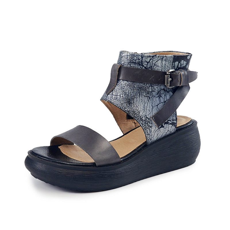 Sommer Dame Leather Platform Sandaler