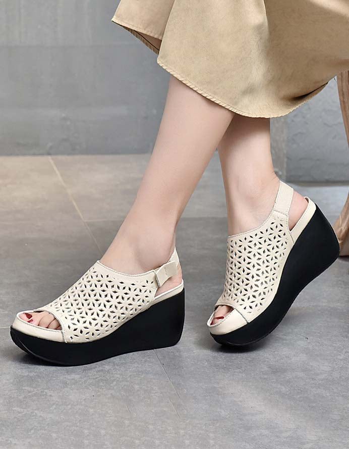 Summer Hollow Retro Slingback Wedges-sandaler