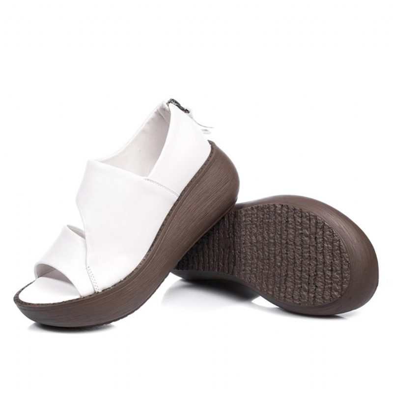 Summer Retro Leather Holiday Wedge Sandaler