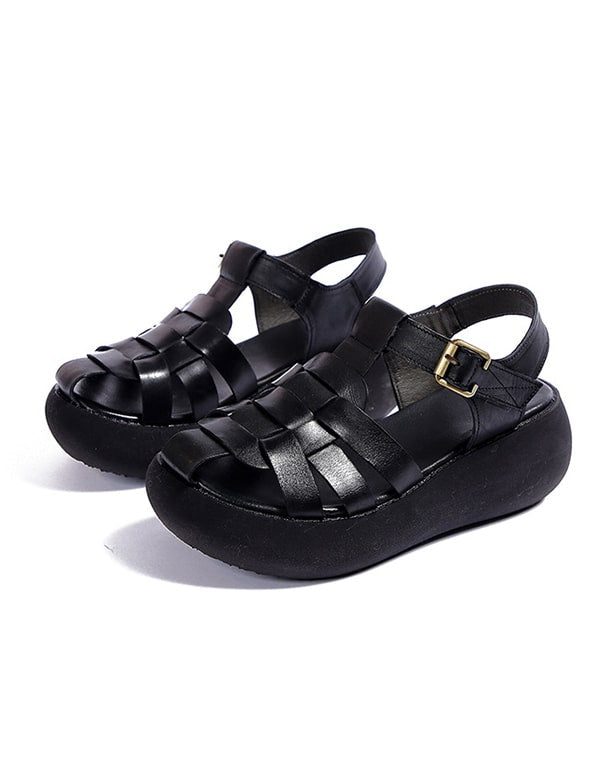 Summer Woven Retro Wedge Sandaler Slingback