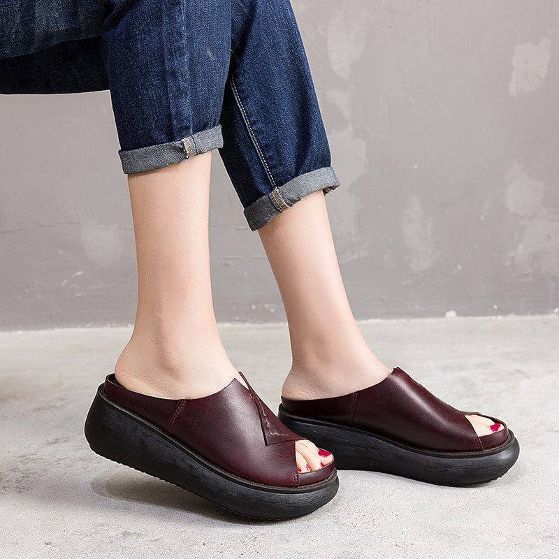 Dame Sommer Retro Håndlagde Wedge Slippers