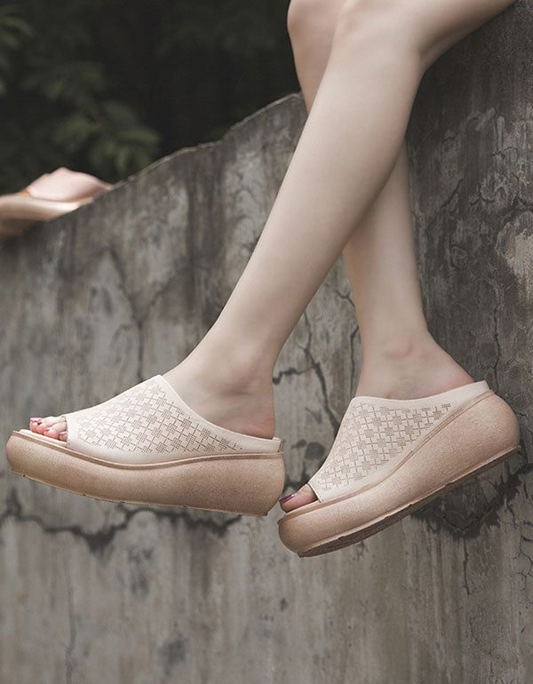 Skinntøfler Wedge Summer Fashion