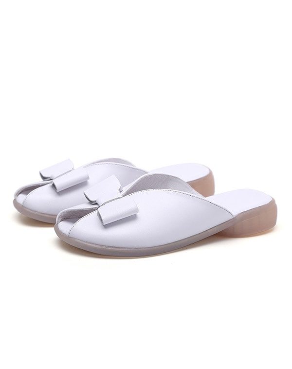 Summer Leather Bowknot Beach Slippers