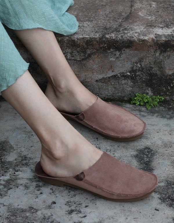 Summer Leather Close Toe Flat Tøfler