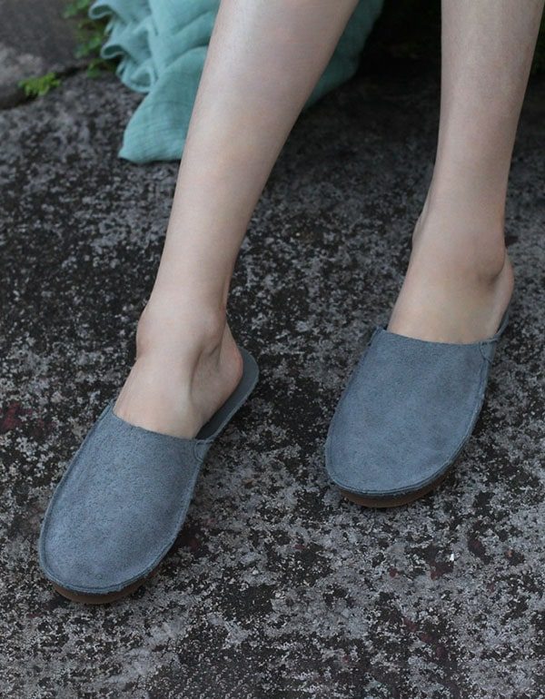 Summer Leather Close Toe Flat Tøfler