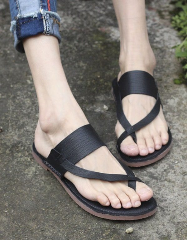 Summer Leather Retro Flip-flop Flattøfler